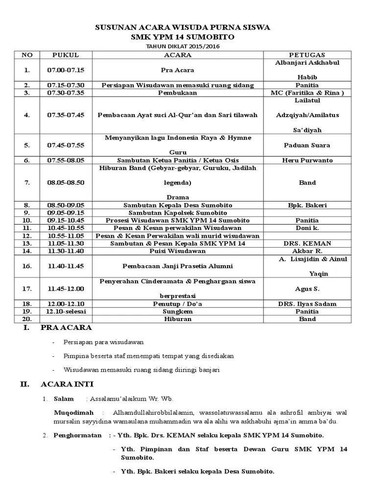 Susunan Acara Perpisahan Siswa Kelas Xii Contoh teks mc singkat acara formal dan non formal perpisahan sekolah pengajian maulid nabi hari pahlawan 17 agustus peringatan hari ibu formal dan non formal.