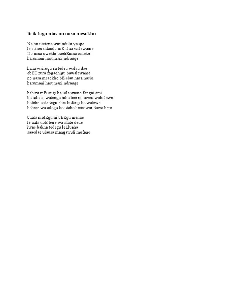 Lirik Lagu Nias Sedih – Beinyu.com