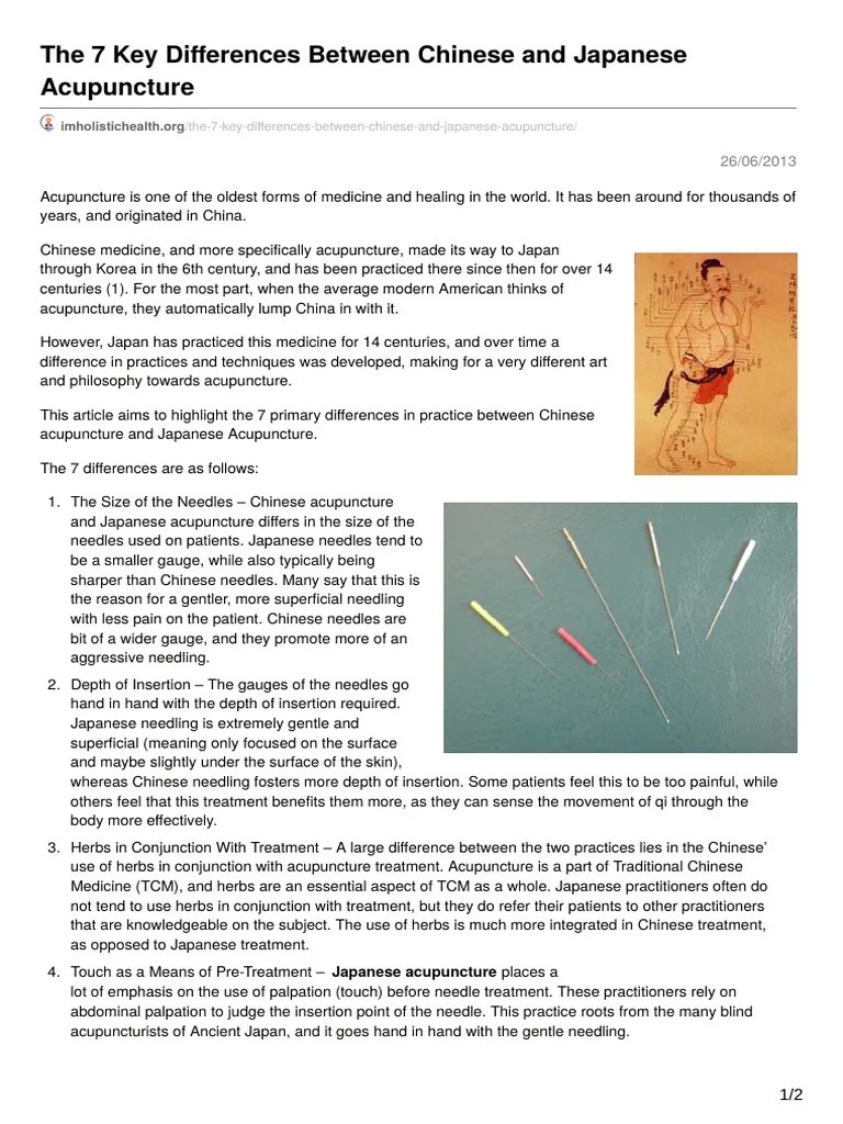 The 7 Key Differences Between Chinese And Japanese Acupuncture | PDF | Acupuncture | Health ...