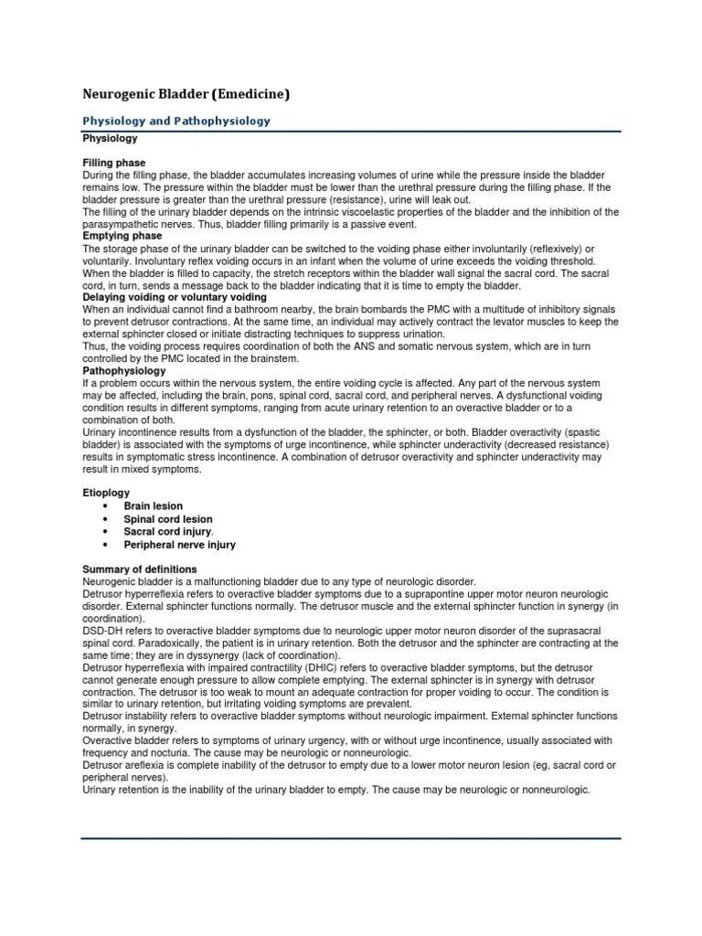 Neurogenic Bladder | PDF | Urinary Incontinence | Urination