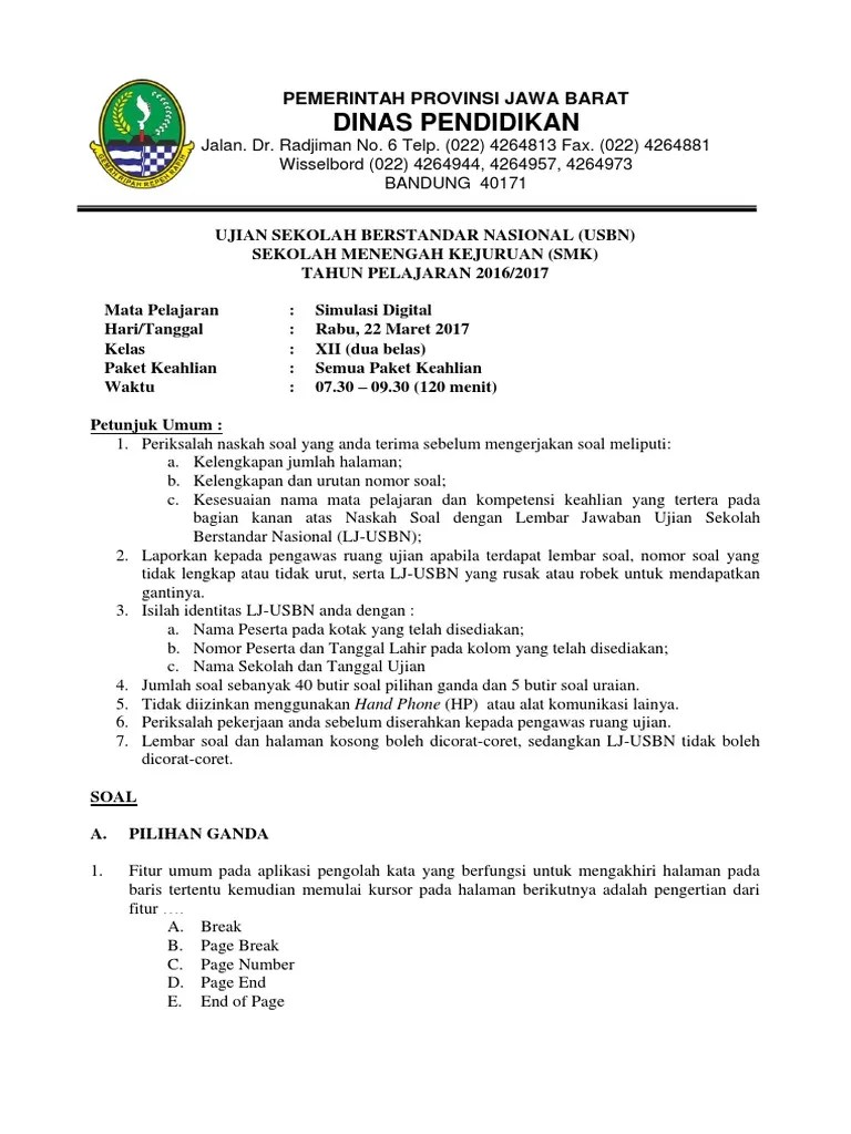Aplikasi ini merupakan aplikasi simulasi ujian sekolah untuk siswa smk/mak. Smk Simdig Kur 2013 Utama 2016 2017 Pdf