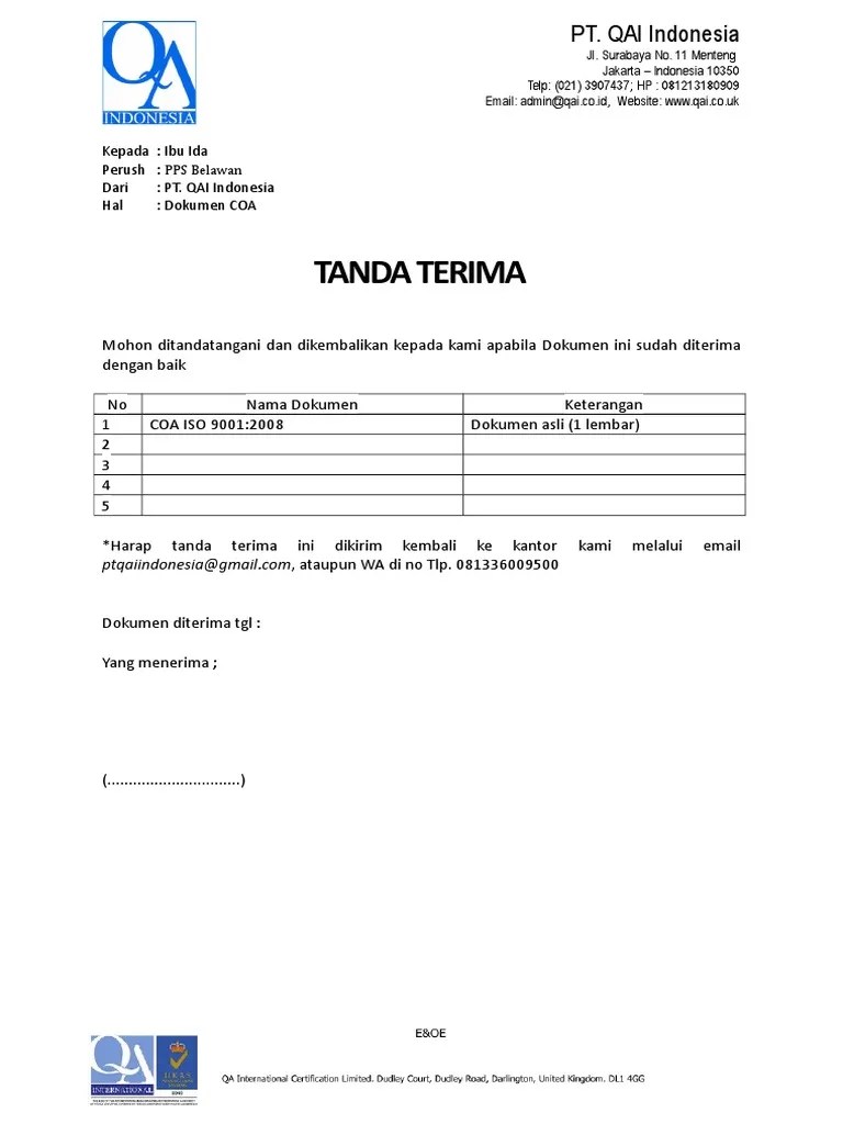 Informasi kontak ada di bagian bawah tanda terima pesanan anda. Tanda Terima Pdf