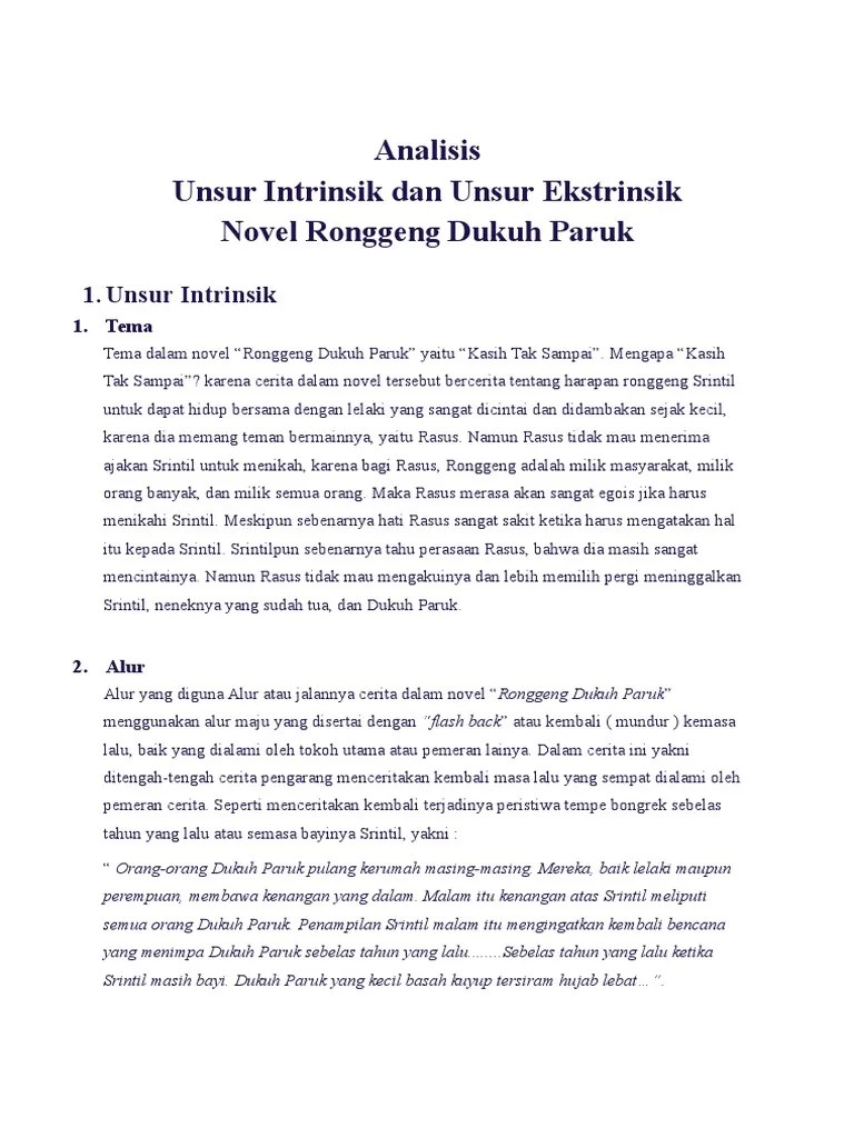 Menganalisis Unsur Intrinsik Dan Majas Dalam Novel Ronggeng Dukuh Paruk Cute766