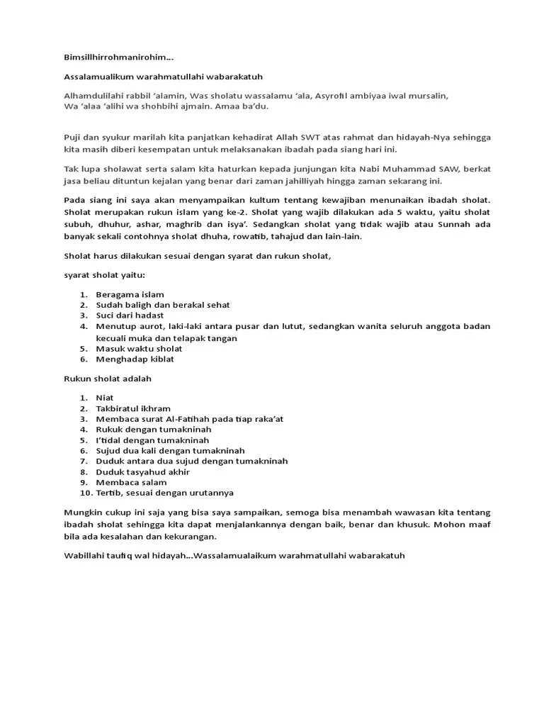 Merupakan salah satu contoh adab yang baik terhadap orang tua. Contoh Kultum Anak Sd Pdf