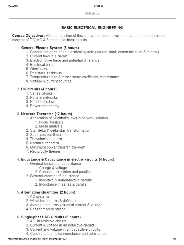 Basic Electrical Engineering Electrical Network Ac Power