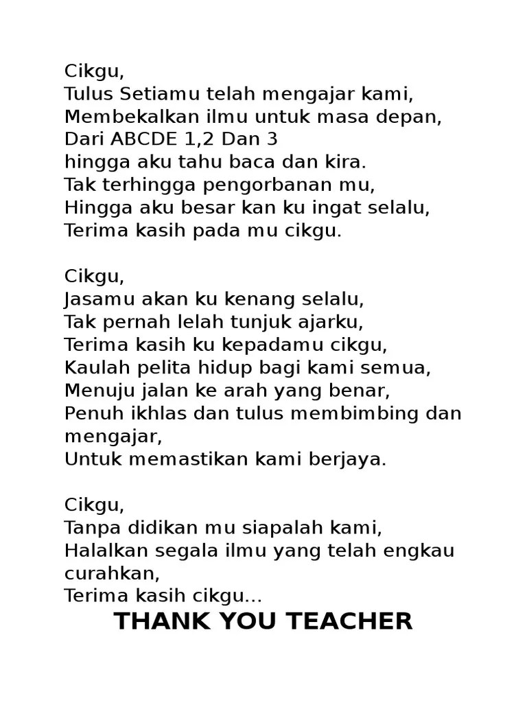 Kepada wira dan wirawati negara deklamasi puisi oleh cikgu ervina thien, khas buat petugas barisan hadapan. Sajak Terima Kasih Pdf