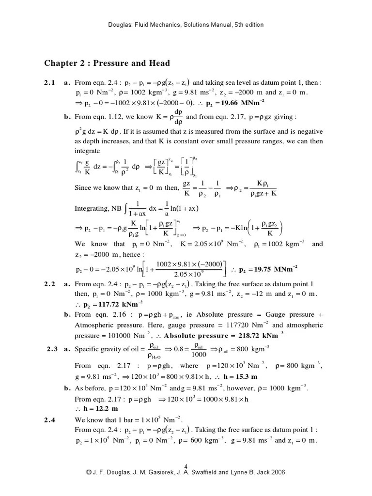 Douglas Fluid Mechanics 5th Edition Solution Manual Pdf Free Download 22+ Pages Solution in Google Sheet [800kb] - Updated 2021 