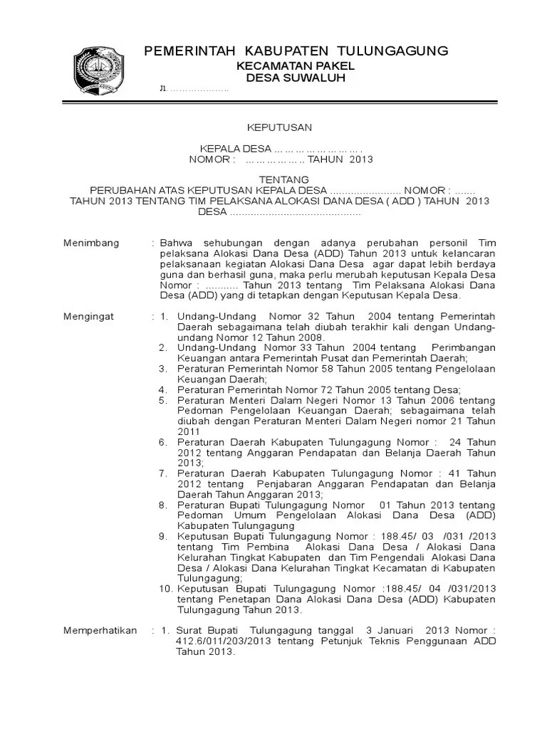 Sk pembentukan tim pelaksana kegiatan monitoring dan evaluasi programkegiatan pengelolaan lingkungan hidup . Sk Perubahan Tim Pelaksana Pdf
