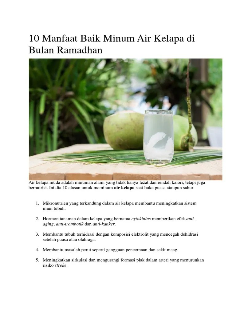 10 Manfaat Baik Minum Air Kelapa Di Bulan Ramadhan | PDF