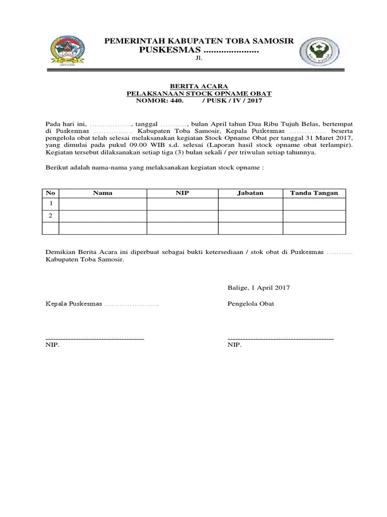 Contoh Surat Berita Acara Stock Opname Barang Berbagi Cute766