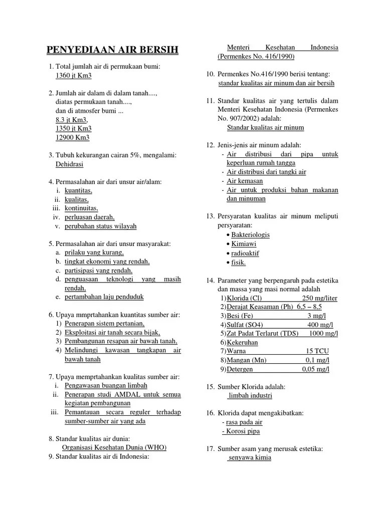 Soal Penyediaan Air Bersih | PDF