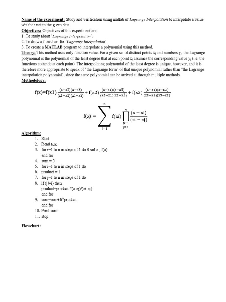 Lagrange Interpolation | PDF | Interpolation | Functions And Mappings