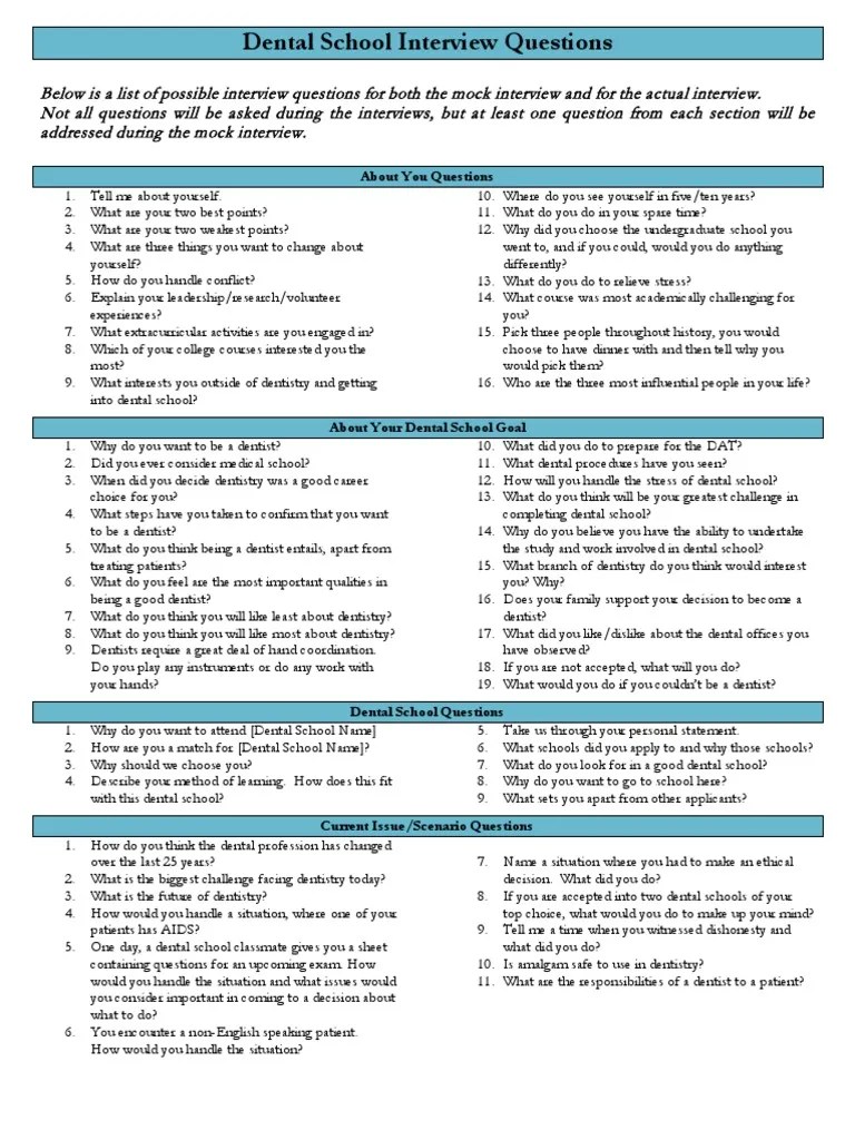 Dental Interview | PDF | Dentistry | Medicine