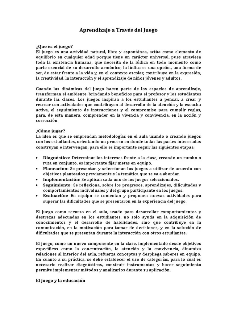 Aprendizaje A Traves Del Juego | PDF | Adultos | Aprendizaje