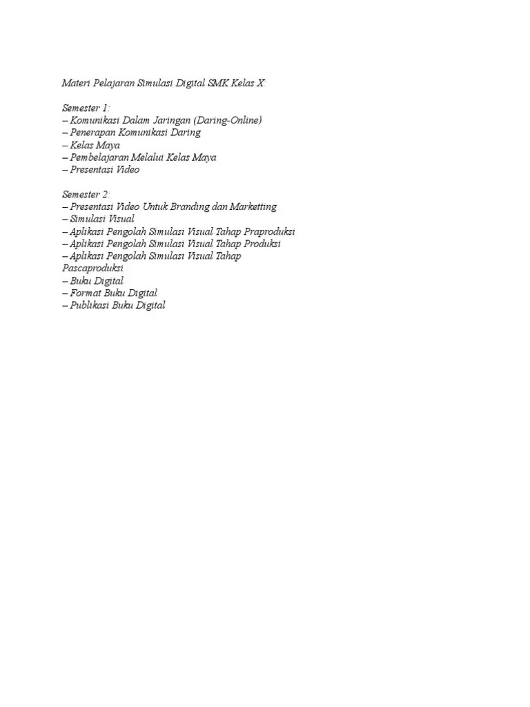 Materi Simulasi Dan Komunikasi Digital Semester 1 Dan 2 - Edit | PDF