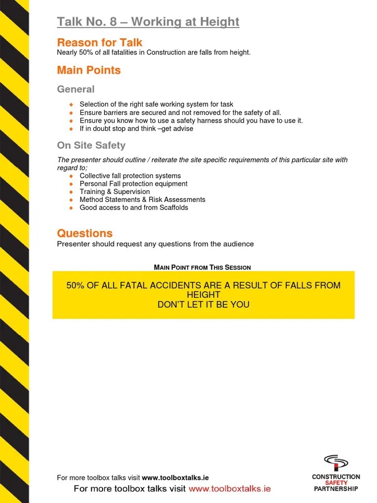 Toolbox Talk 8 Working At Height | PDF