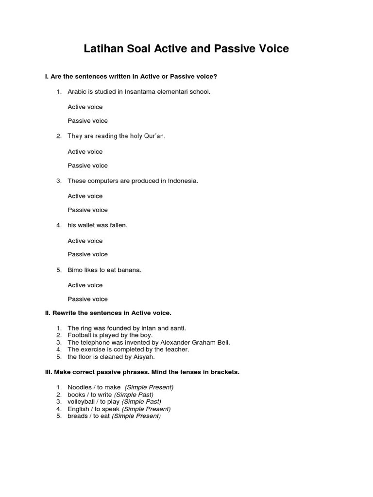 Noodles / to make (simple present) . Latihan Soal Active And Passive Voice Dalam Bahasa Inggris Dan Jawabannya Pdf