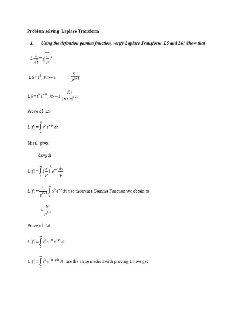 Problem Solving Laplace Transform | PDF | Subtraction | Differential ...
