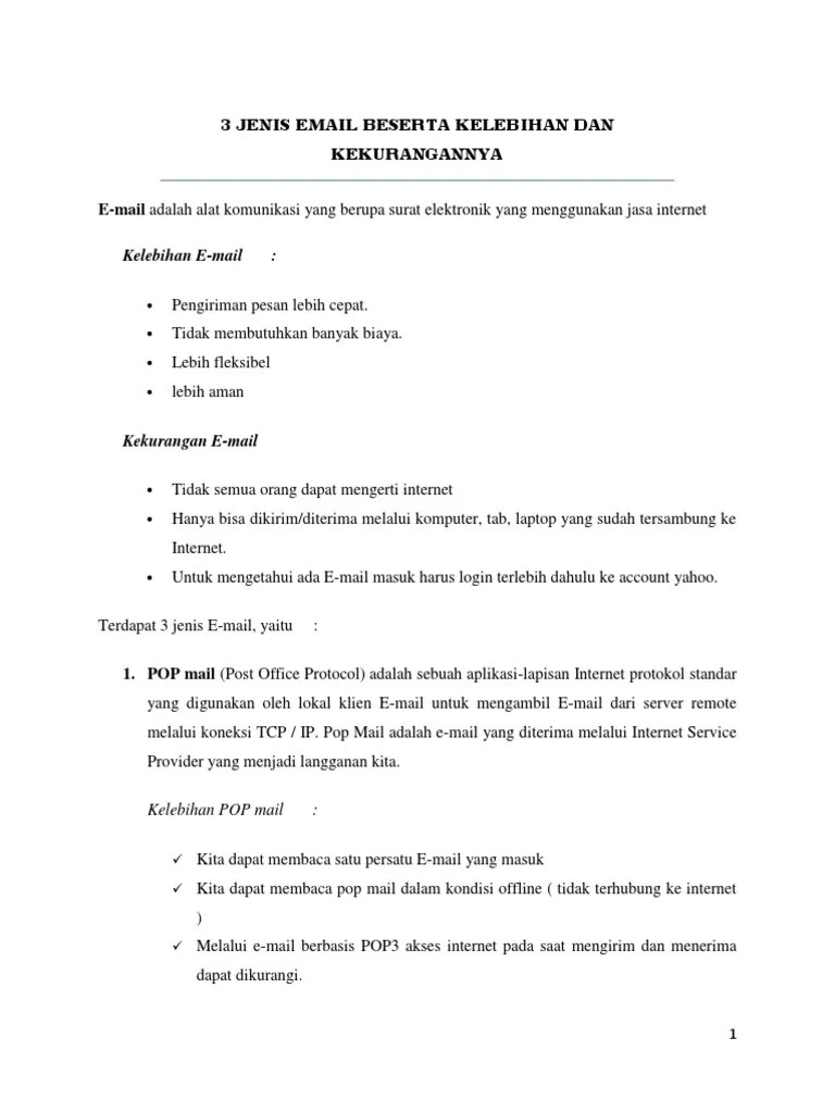 Kalau via email itu mudah . 3 Jenis Email Beserta Kelebihan Dan Kekurangannya Bagian Ii Pdf