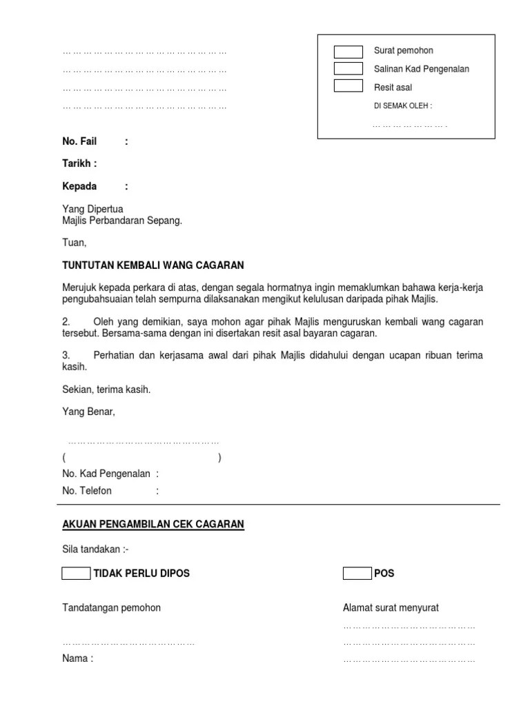 Hal ini bertujuan untuk menghemat space dalam paper yang. Contoh Surat Tuntutan Bayaran Balik Deposit