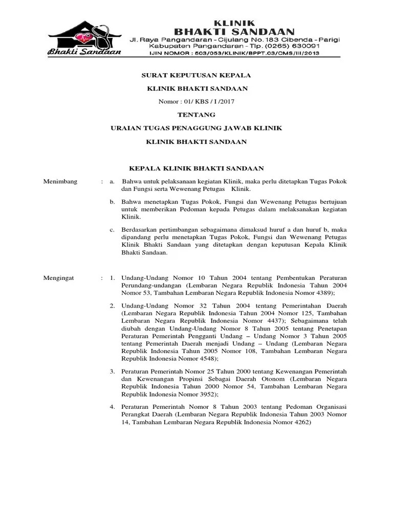 SK Uraian Tugas Penanggungjawab | PDF