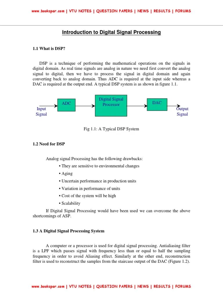 Unit 1 Introduction To Digital Signal Processing | PDF | Digital Signal ...
