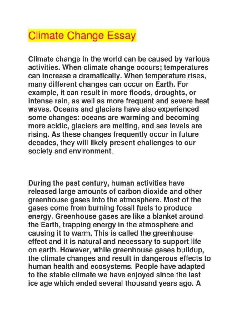 Climate Change Essay.docx | Greenhouse Effect | Global Warming
