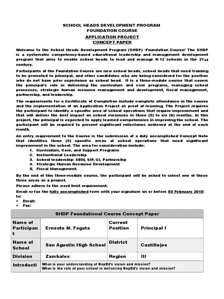It has a convincing tone that appeals to the emotions of some promising prominent people. Sample Project Concept Paper | Curriculum | Teaching
