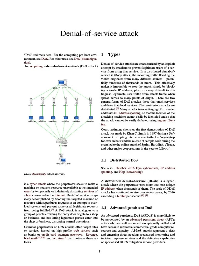 Denial Of Service Attack | PDF | Denial Of Service Attack | Transmission Control Protocol