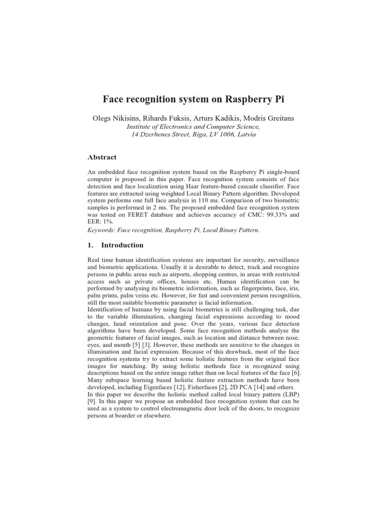 Face Recognition System On Raspberry Pi | PDF | Biometrics | Receiver ...