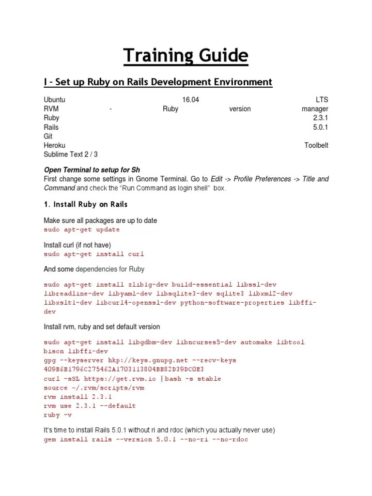 Setup Ruby On Rails Development Environment | PDF | Ruby On Rails ...