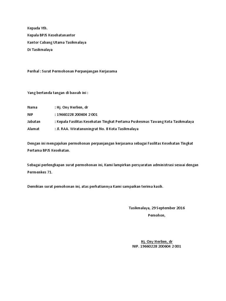 Bahwa perjanjian kerjasama ini dibuat berdasarkan memorandum saling. Surat Perpanjangan Mou Bpjs Pdf