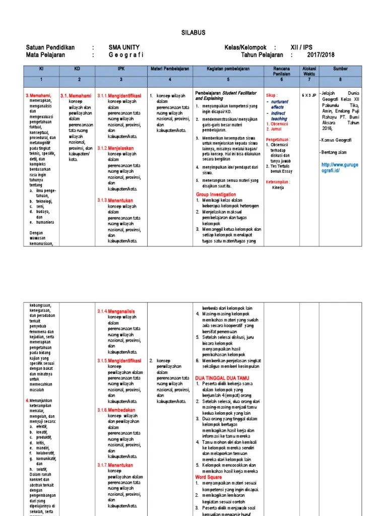 Pdf buku geografi kelas 12 kurikulum 2013. Silabus Geo Xii K 13 Pdf