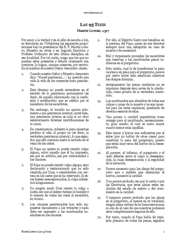Las 95 Tesis De Lutero PDF | Indulgencia | Purgatorio