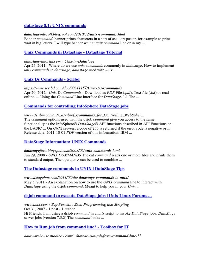 Unix Comands For Datastage | PDF | Command Line Interface | Unix