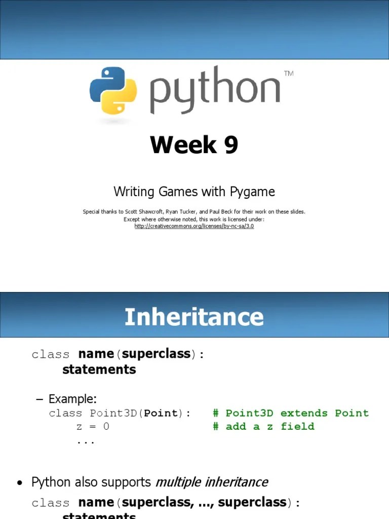 Week 9: Writing Games With Pygame | PDF | Computing | Software