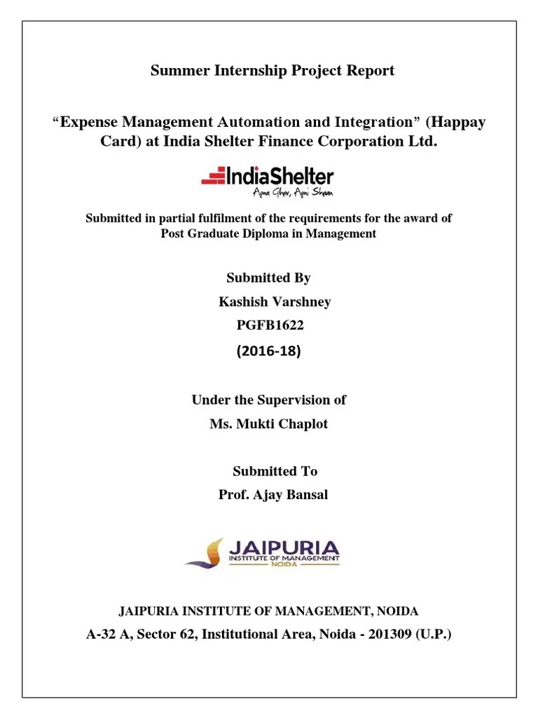 Summer Internship Project - PGFB1622 | PDF | Non Bank Financial Institution | Loans