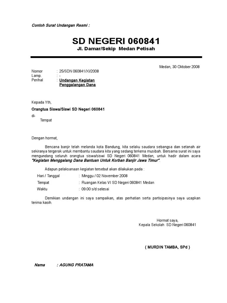 Contoh Surat Undangan Rapat Sekolah Dasar Kumpulan Surat Penting Cute766