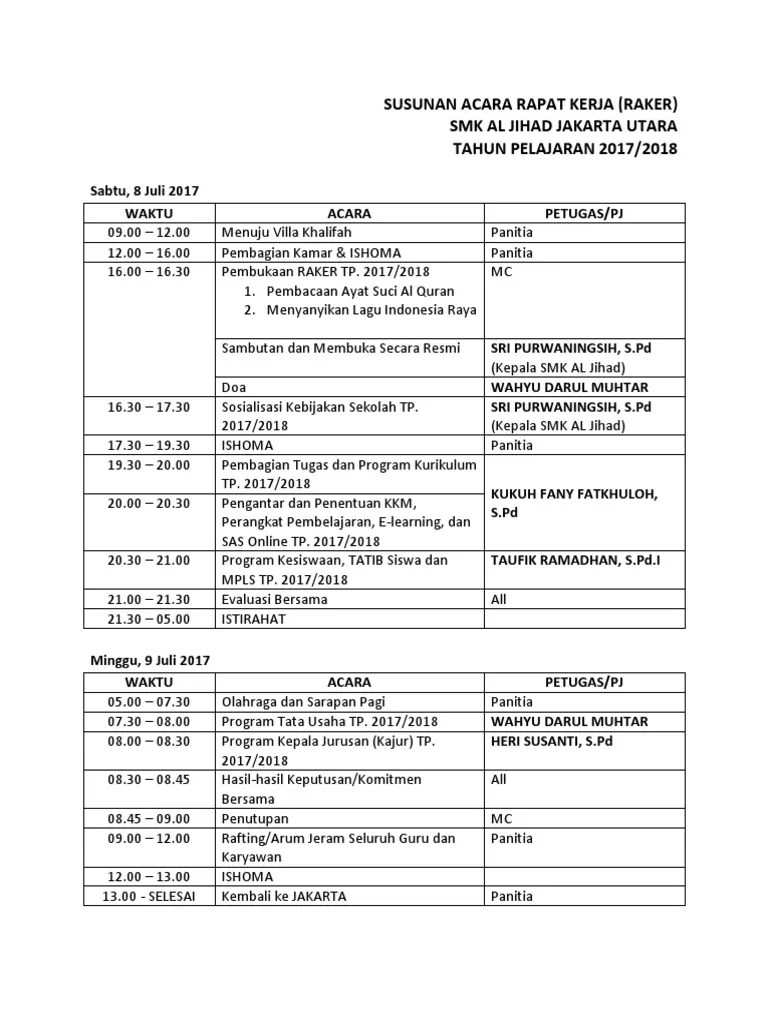 Inilah 8+ Contoh Susunan Acara Rapat Resmi [Terbaru] 