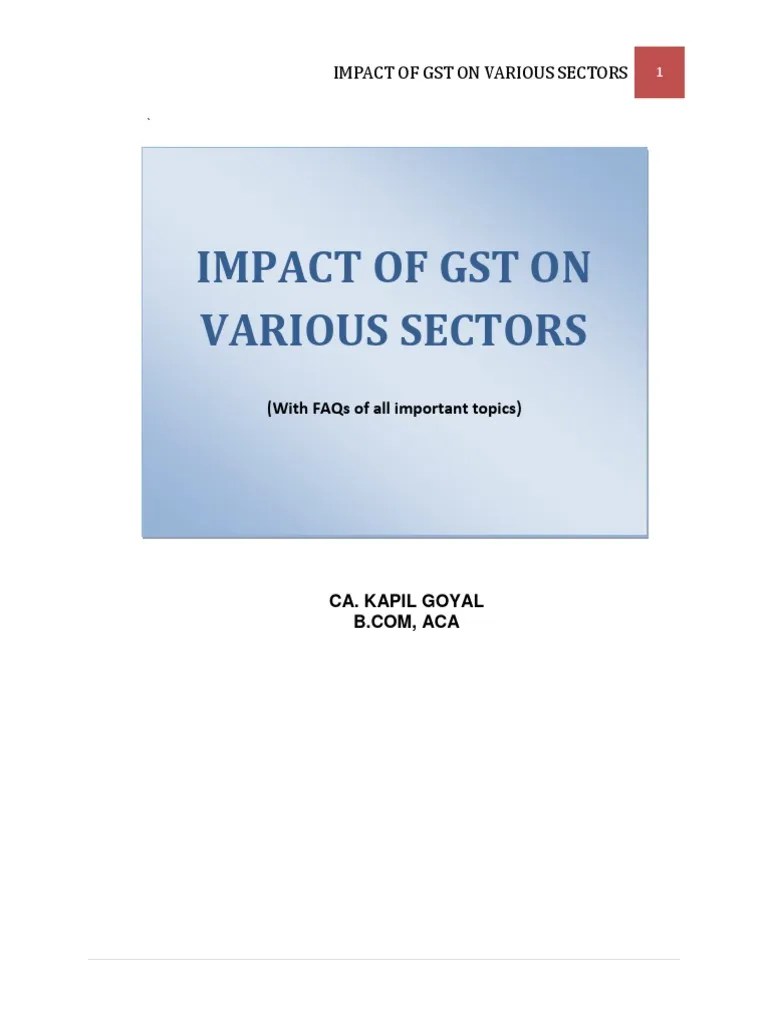 Impact Of GST On Various Sectors 1 | PDF | Value Added Tax | Taxes