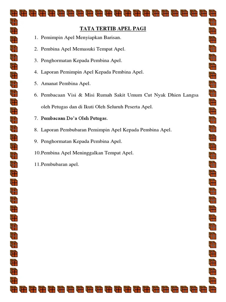 Tata cara pelaksanaan pembacaan naskah pancasila · file audio pembacaan pancasila oleh plt. Tata Tertib Apel Pagi Pdf