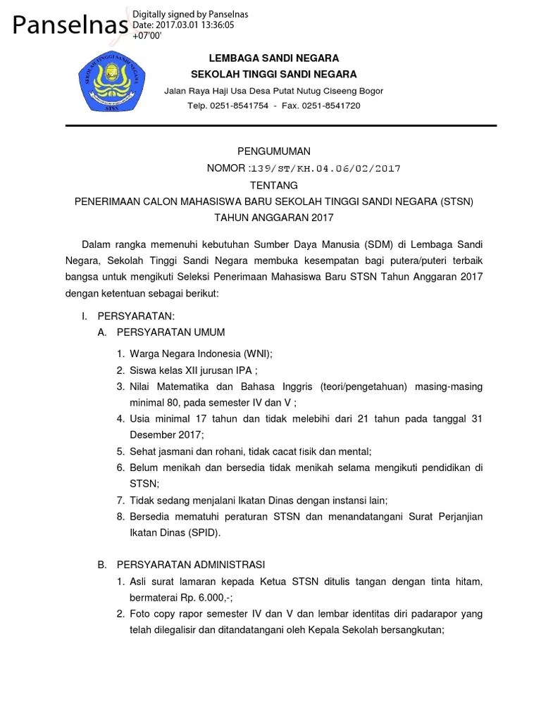 Fotocopy ijazah untuk lulusan 2019 dan 2020; Pengumuman Stsn Pdf
