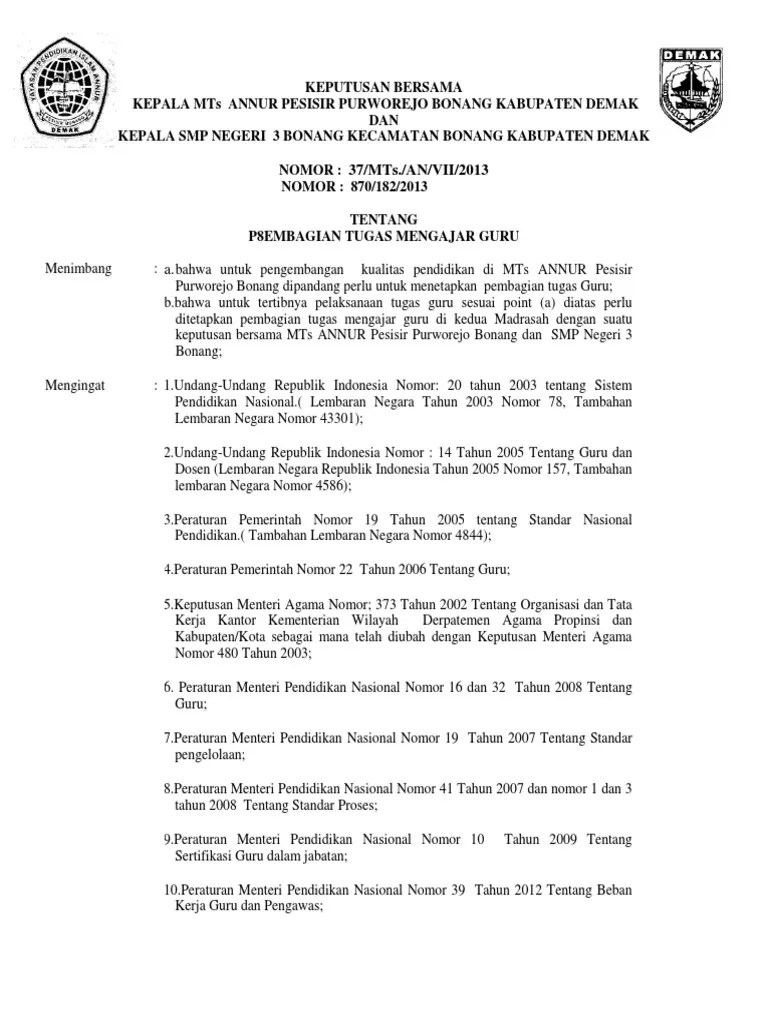 Berikut yang dapat kami bagikan terkait contoh sk beban mengajar guru sd kurikulum 2013. Contoh Sk Bersama Risa Pdf