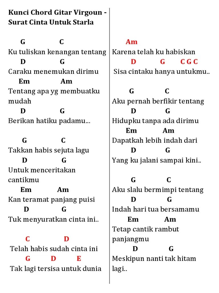Berikut adalah chord dan lirik surat cinta untuk&nbs. Surat Cinta Untuk Starla Chord No Capo