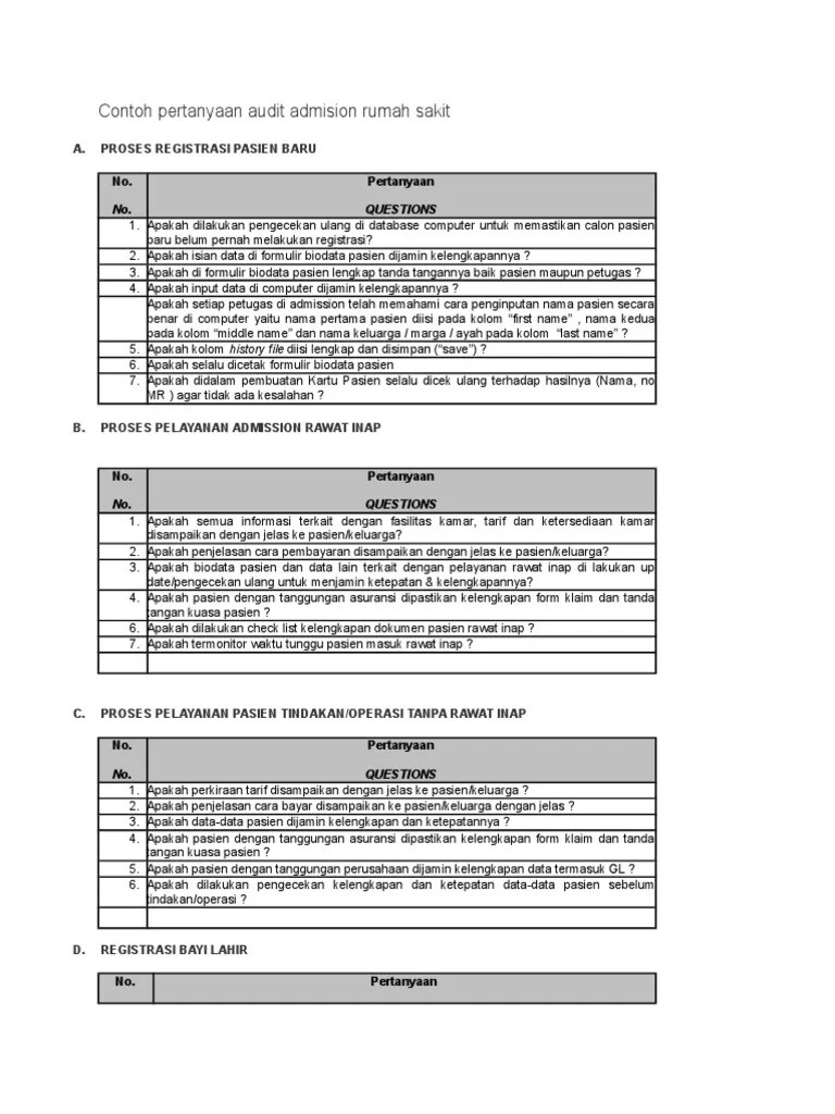 Tentang organisasi dan tata kerja rumah sakit maka rumah sakit perlu membentuk . Pertanyaan Tentang Kertas Kerja Audit Dan Program Audit