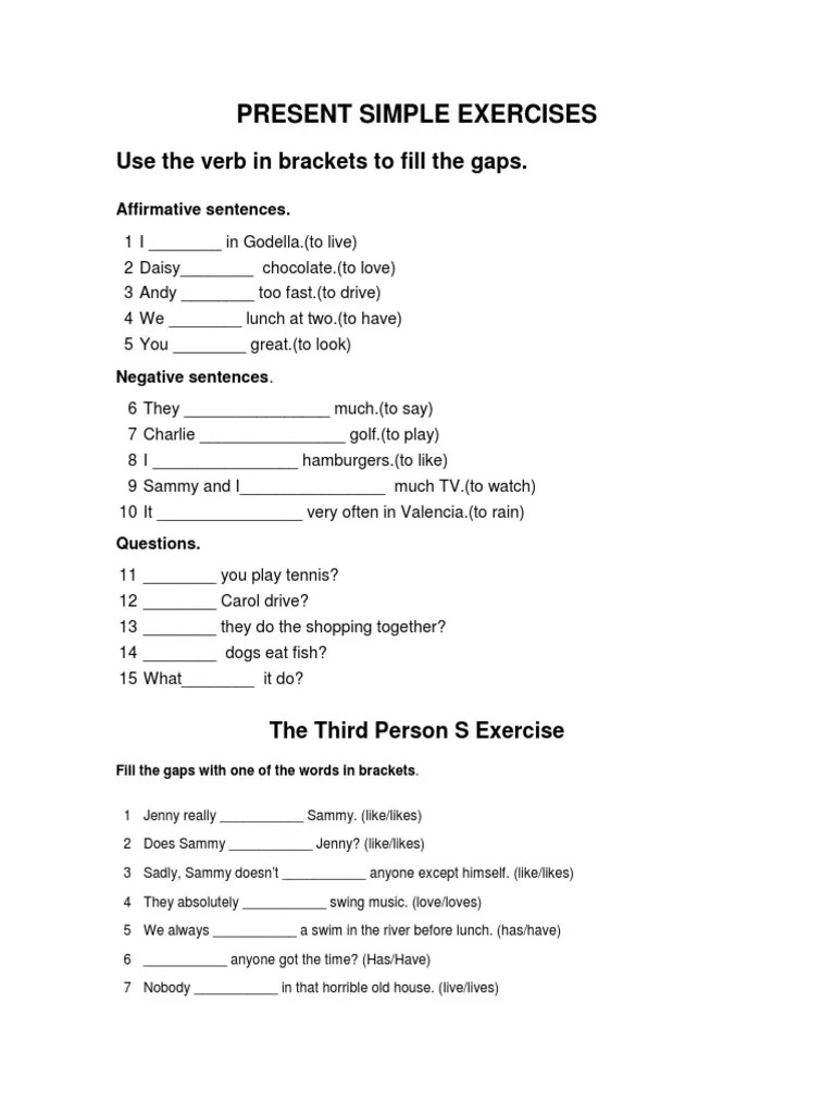 PRESENT SIMPLE EXERCISES (1)--2017.pdf | Leisure