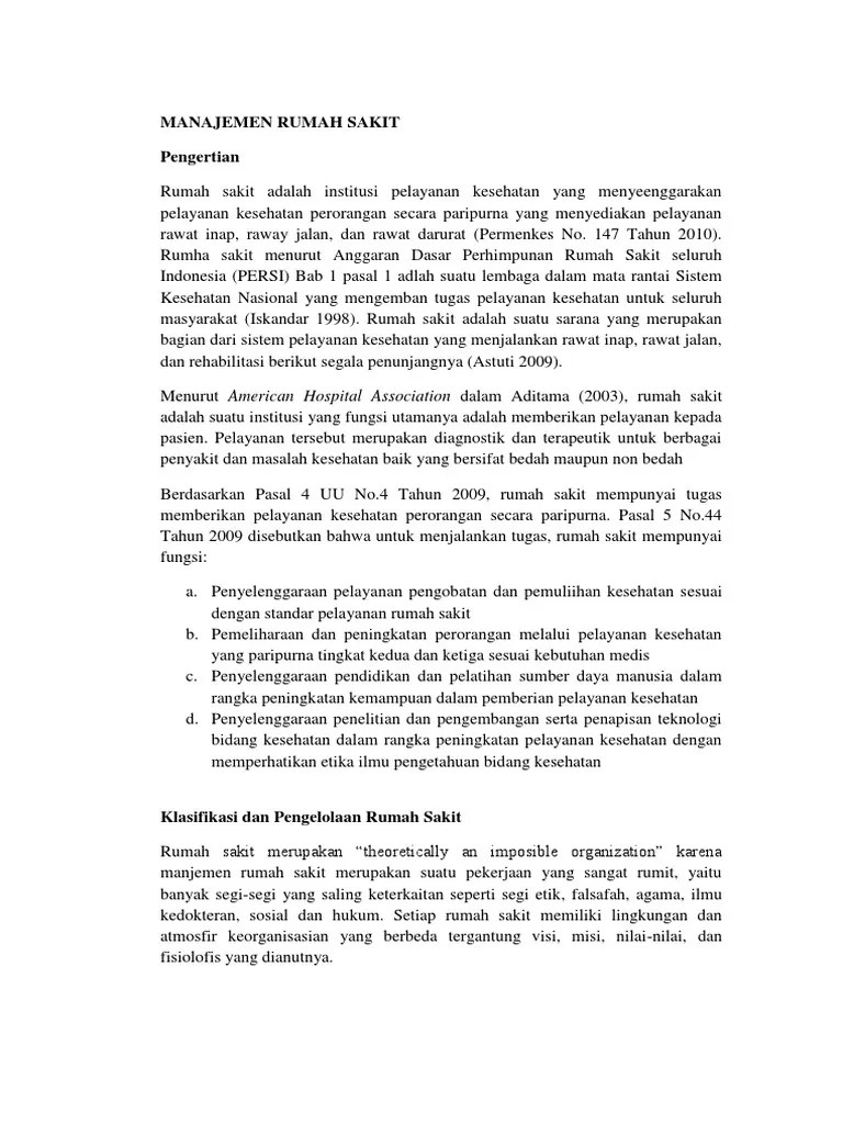 Manajemen Rumah Sakit Tipe C | PDF