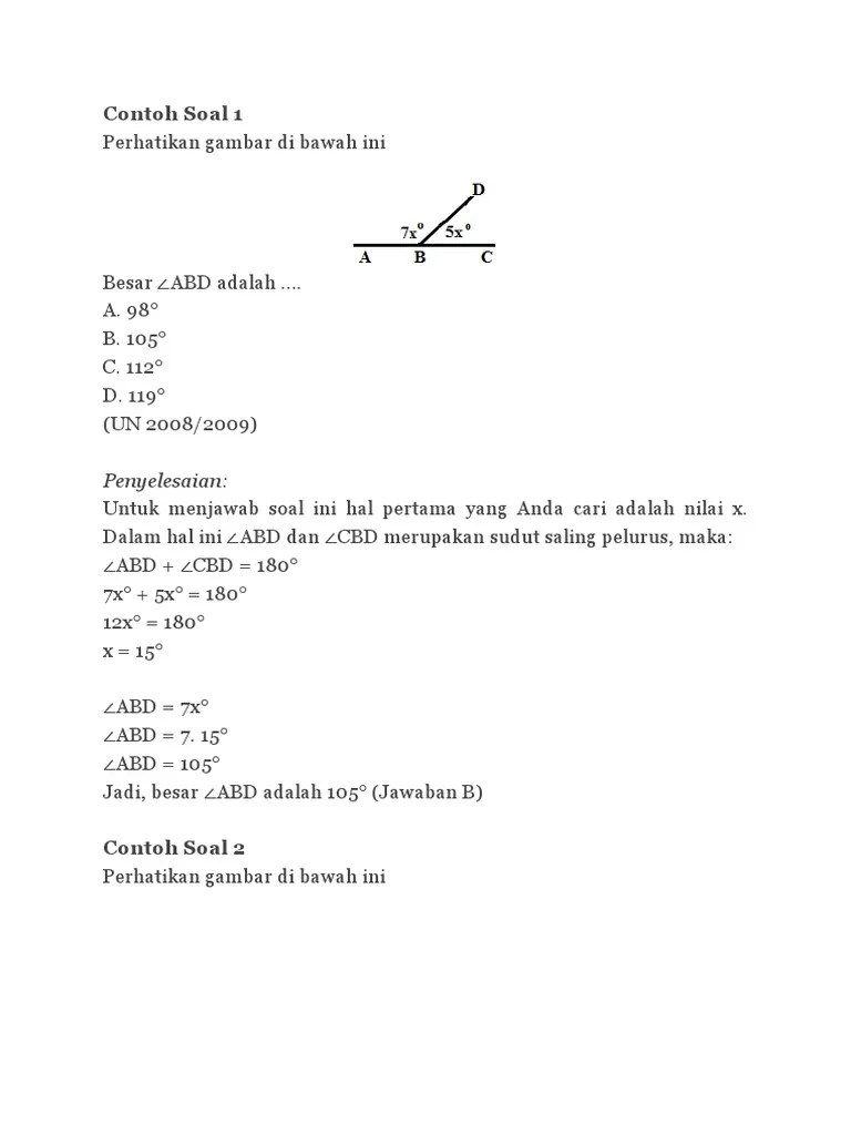 Berikut adalah contoh soal dan pembahasan materi garis dan sudut. Matematika Smp