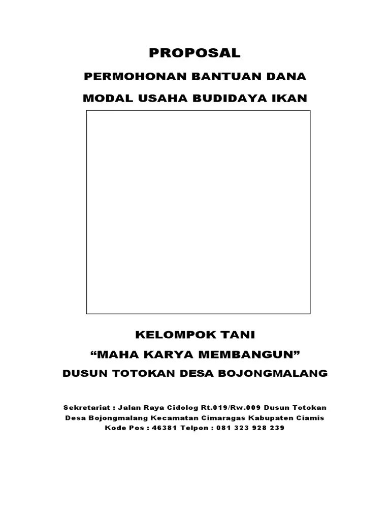 Proposal pembudidayaan ikan nila proposal pembudidayaan ikan nila budidaya ikan nila doc) proposal . Proposal Bantuan Modal Usaha Budidaya Ikan Pigura