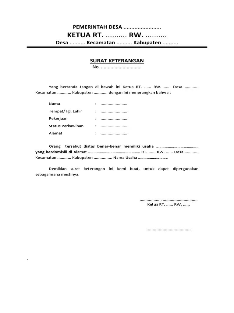 The collection that comprising chosen picture and the best among others. Surat Keterangan Domisili Usaha dari RT-RW.docx